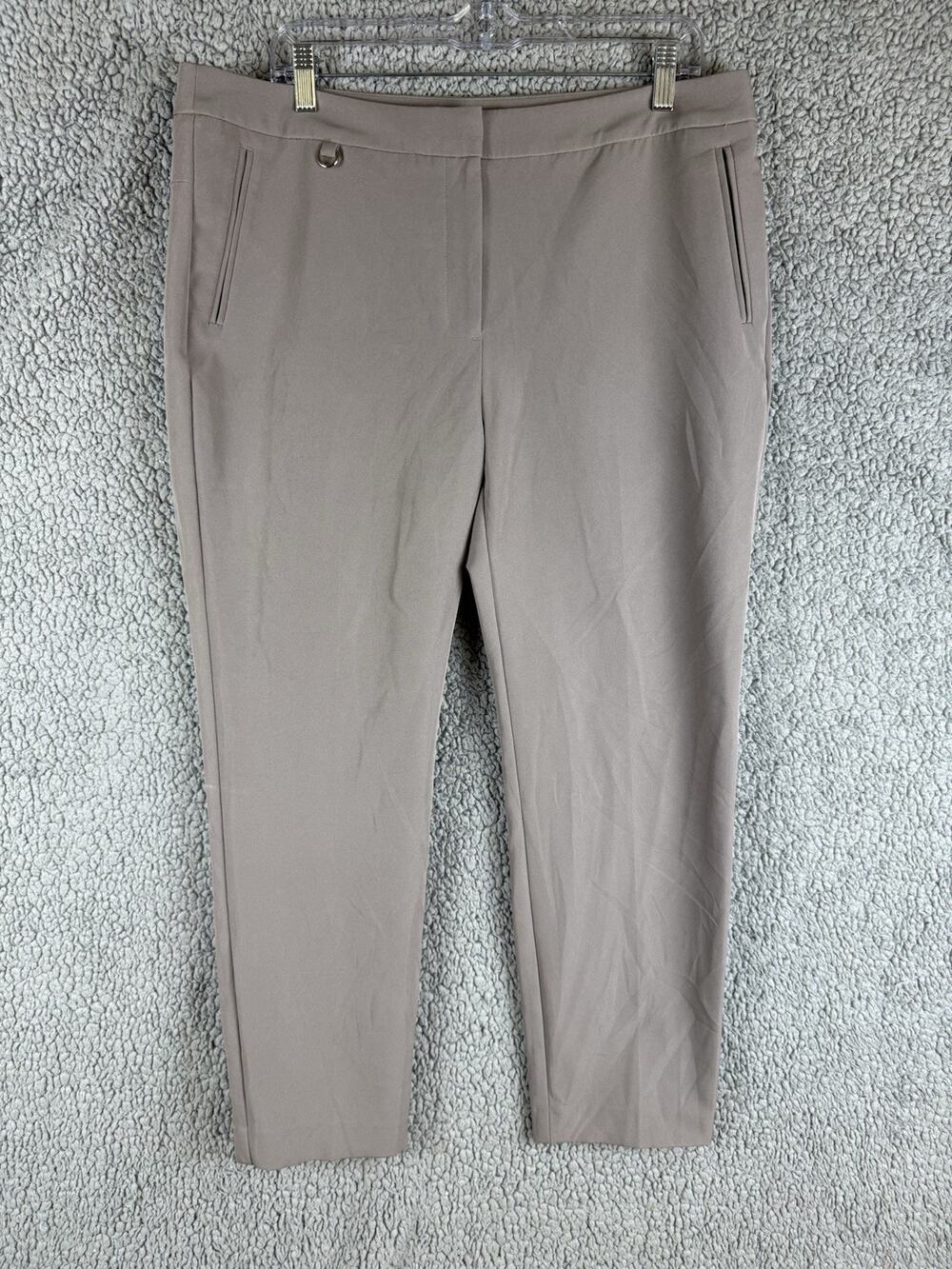 Adrianna Papell Pants Womens 12 Tan Atmosphere Kate Fit Bi-Stretch Preppy